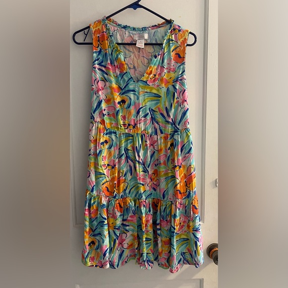 Stella Parker Women's Fit and Flare Dress Tiered Ruffle Hem Size Small - Picture 1 of 3